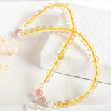 Natural Yellow Crystal Bracelet 6mm Round Beads Citrine Two Layers Jewelry