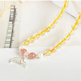 Natural Yellow Crystal Bracelet 6mm Round Beads Citrine Two Layers Jewelry