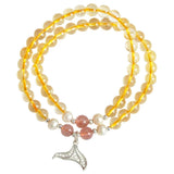 Natural Yellow Crystal Bracelet 6mm Round Beads Citrine Two Layers Jewelry