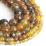 Yellow Dragon Veins Agate Stone Beads 4/6/8/10/12 mm 15'' Strand