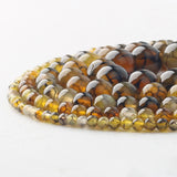 Yellow Dragon Veins Agate Stone Beads 4/6/8/10/12 mm 15'' Strand