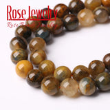 Yellow Pietersite Round Loose Beads 15 Inches Bracelet Necklace