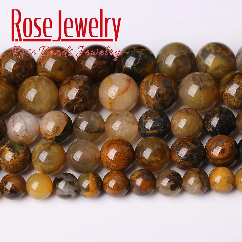 Yellow Pietersite Round Loose Beads 15 Inches Bracelet Necklace