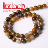 Yellow Pietersite Round Loose Beads 15 Inches Bracelet Necklace