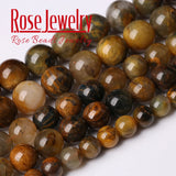 Yellow Pietersite Round Loose Beads 15 Inches Bracelet Necklace