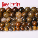 Yellow Pietersite Round Loose Beads 15 Inches Bracelet Necklace