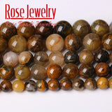 Yellow Pietersite Round Loose Beads 15 Inches Bracelet Necklace
