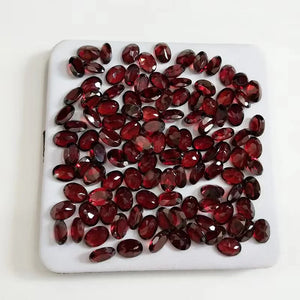 Natural Garnet Egg Shape Ring Face 6x8mm Mozambique Stones Necklace