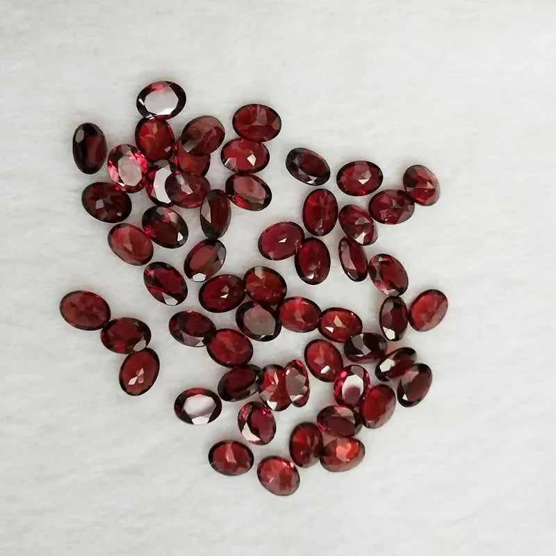 Natural Garnet Egg Shape Ring Face 6x8mm Mozambique Stones Necklace