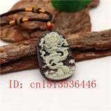 Hand-Carved Natural Jade Dragon Pendant Necklace Charm