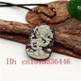 Hand-Carved Natural Jade Dragon Pendant Necklace Charm
