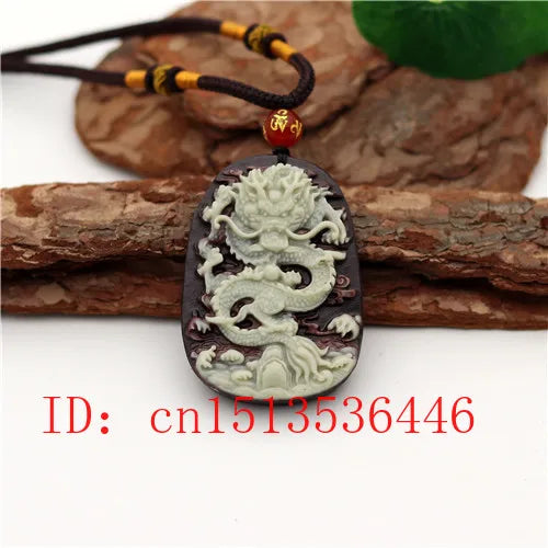 Hand-Carved Natural Jade Dragon Pendant Necklace Charm