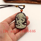 Hand-Carved Natural Jade Dragon Pendant Necklace Charm