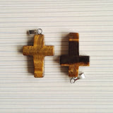 Tiger Eye Stone Charm Cross Pendants for Jewelry Making