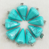 Stone Pendant Pendulum Cone Pendants for Jewelry Making 12pcs