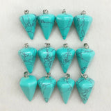 Stone Pendant Pendulum Cone Pendants for Jewelry Making 12pcs