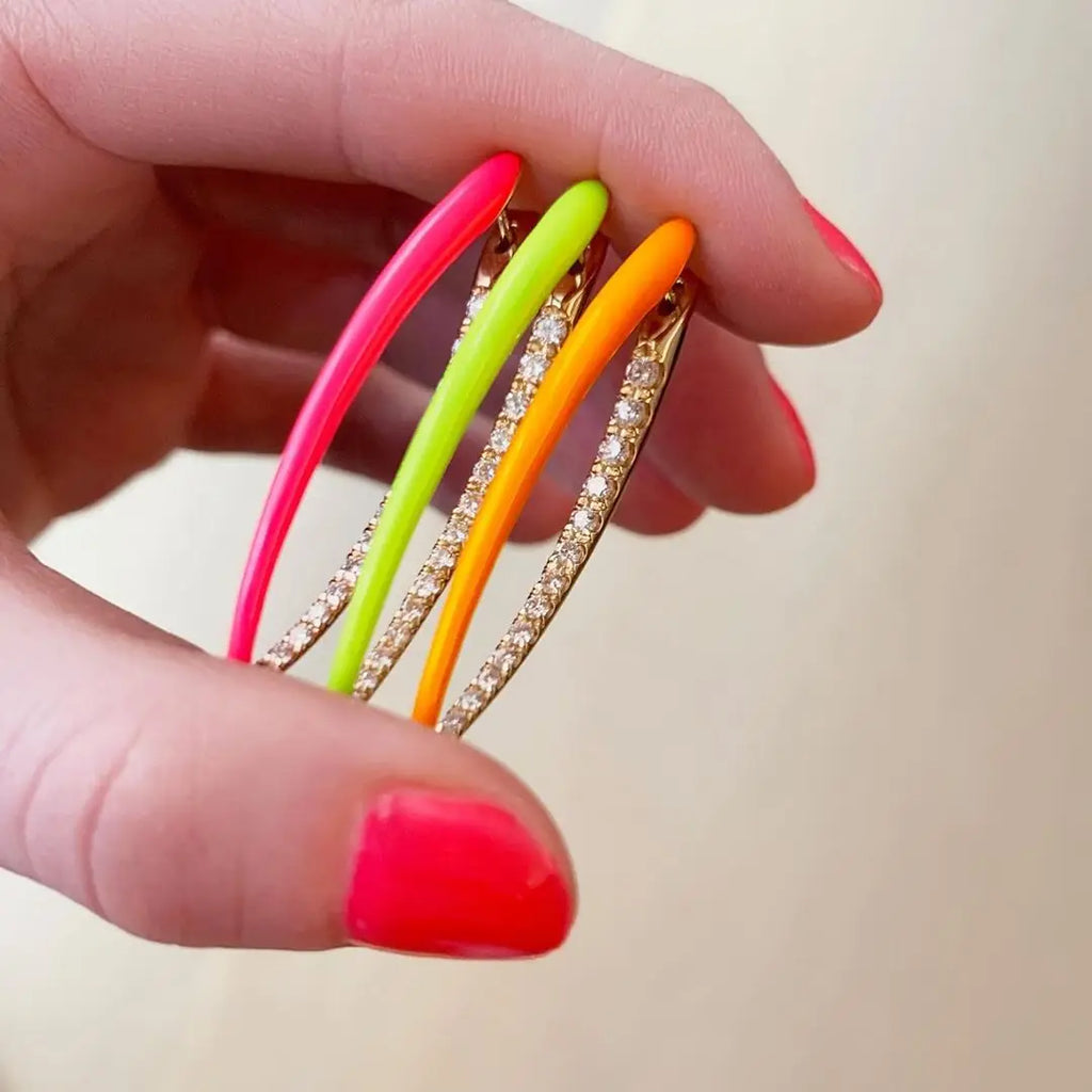 Colorful Enamel Hoops Earrings for Women