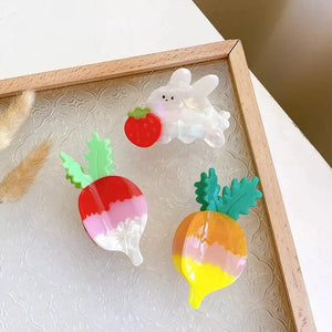 2-Tone Carrot Rabbit Hair Clip Claws for Woman Girls