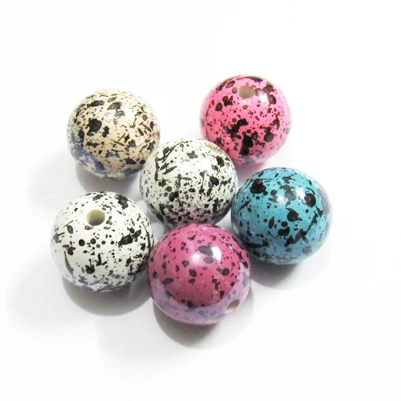 20mm Spray Bright Beads Imitation Bird Egg Bead Chunky Necklace Making