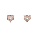 Zircon Fox Stud Earrings 925 Sterling Silver Wedding Jewelry