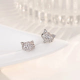 Zircon Fox Stud Earrings 925 Sterling Silver Wedding Jewelry