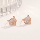 Zircon Fox Stud Earrings 925 Sterling Silver Wedding Jewelry