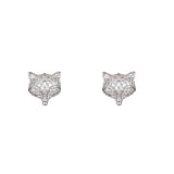 Zircon Fox Stud Earrings 925 Sterling Silver Wedding Jewelry