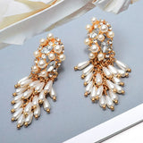 Crystal Pearl Drop Long Earrings for Women - Christmas Gift