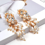 Crystal Pearl Drop Long Earrings for Women - Christmas Gift