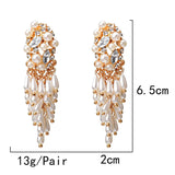 Crystal Pearl Drop Long Earrings for Women - Christmas Gift