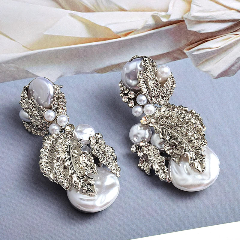 Pearl Flower Drop Earrings Women