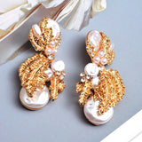 Pearl Flower Drop Earrings Women