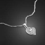 925 Sterling Silver Heart Pendant Necklace Choker