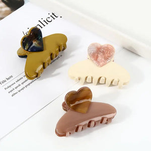 Heart-Shape Acetate Hair Clip Claw Retro Stitching