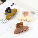 Heart-Shape Acetate Hair Clip Claw Retro Stitching