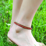 Nature Stone Copper Bead Bells Anklet Bohemian Style Foot Chain
