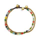 Nature Stone Copper Bead Bells Anklet Bohemian Style Foot Chain
