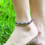 Nature Stone Copper Bead Bells Anklet Bohemian Style Foot Chain