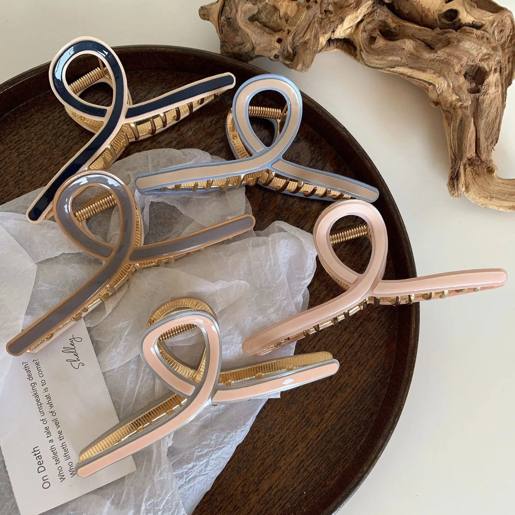 Large Patchwork Morandi Hair Clip Claw Acetic Acid Shark Clip Hair Accessory