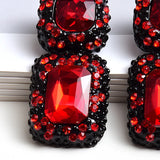 Square Metal Rhinestone Dangle Earrings Crystal Jewelry for Women