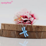 Dragonfly Opal Silver Pendant Necklace Women Animal Jewelry Gift