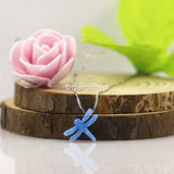 Dragonfly Opal Silver Pendant Necklace Women Animal Jewelry Gift