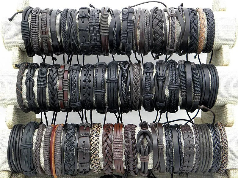 Leather Wrap Braided Hemp Bracelets Unisex Wristband Bracelet 30pcs