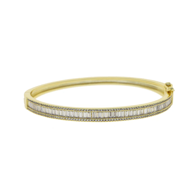 CZ Paved Silver Bangle - Women's Engagement Bracelet