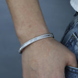 CZ Paved Silver Bangle - Women's Engagement Bracelet