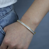 CZ Paved Silver Bangle - Women's Engagement Bracelet