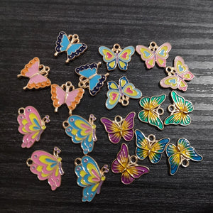 100pcs/bag Enamel Butterfly Charms, Jewelry DIY/Handmade