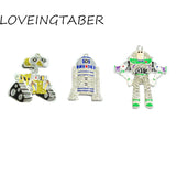 10pcs Enamel Rhinestone Robot Pendants for Kids Necklace