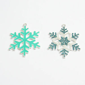 10pcs Enamel Snowflake Pendants For Jewelry Making