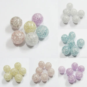 100pcs 20mm Crack & Glitter Round Beads Chunky Jewelry